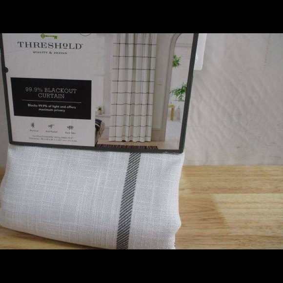 COPY - Threshold Blackout Window Curtain Panel Gray Stripe! 84x50” - Picture 7 of 7